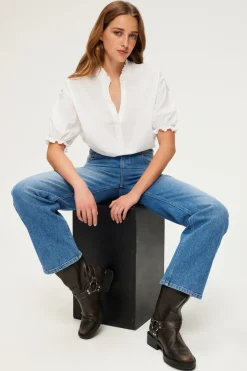 Blouse en coton à col montant | Pablo Clearance