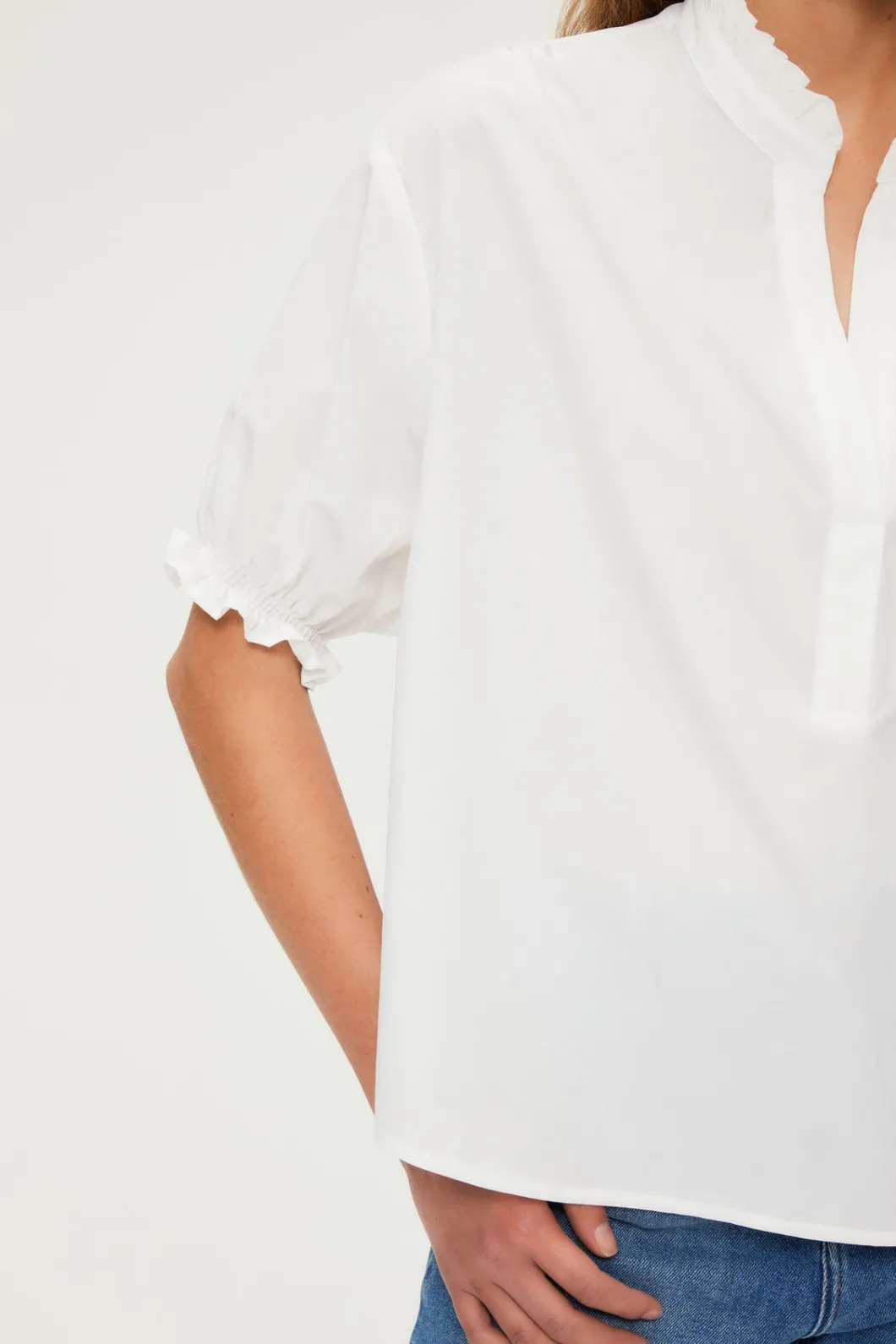 Blouse en coton à col montant | Pablo Clearance
