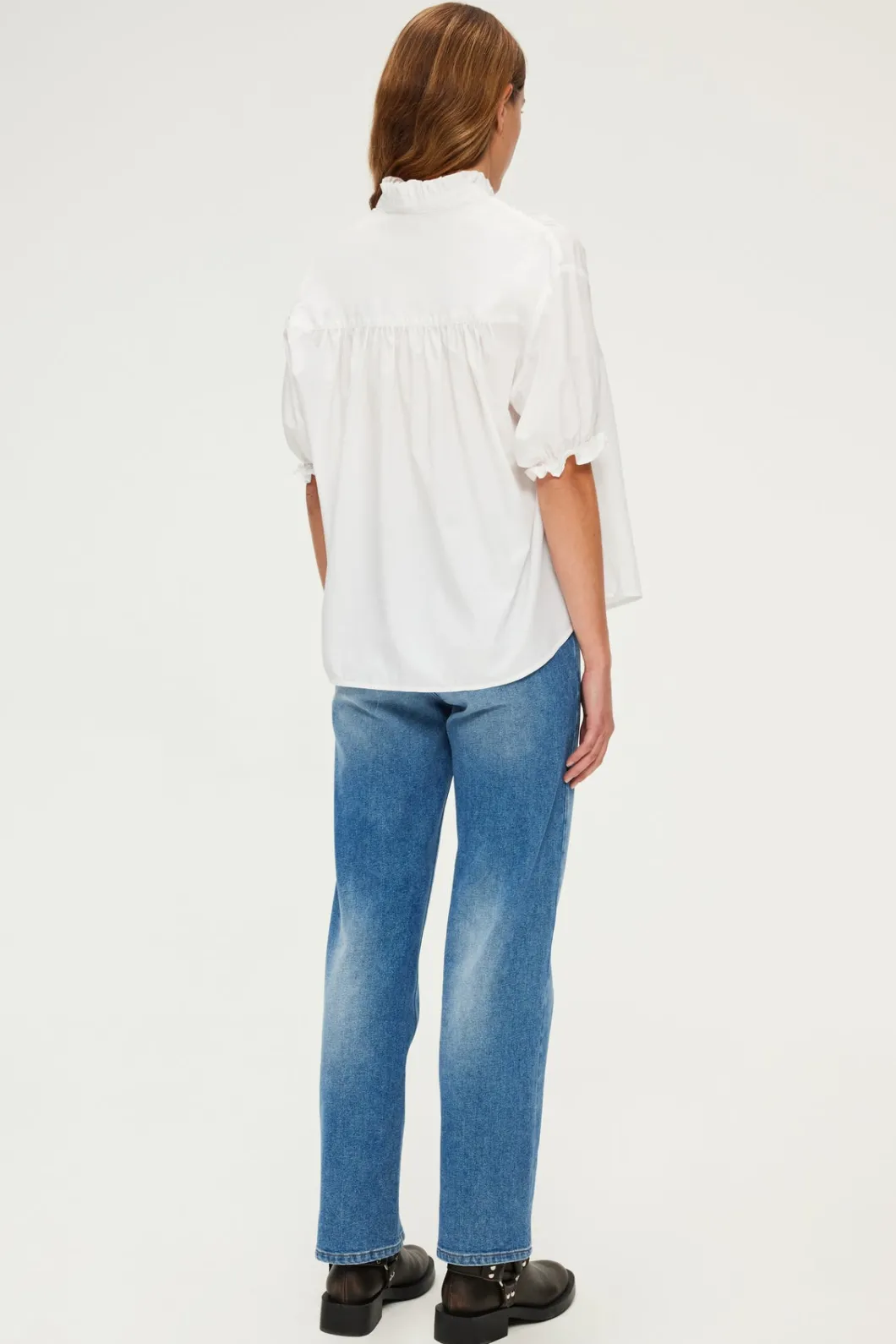Blouse en coton à col montant | Pablo Clearance