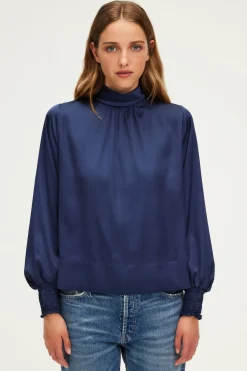 Blouse en satin à col montant - BERYLL | Pablo Hot