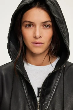 Blouson en cuir à capuche - JANICE | Pablo Fashion