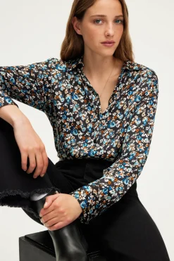 Chemise à fleurs en satin - BERNICE | Pablo Cheap