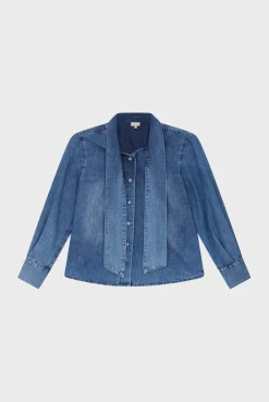 Chemise en jean et col lavallière - BRYONY | Pablo Discount