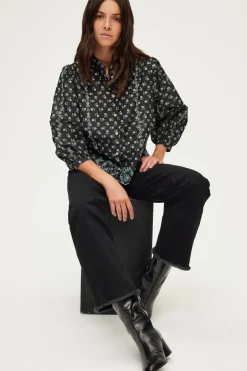 Chemise imprimée brodée en coton - BABI | Pablo Fashion