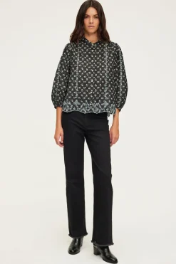 Chemise imprimée brodée en coton - BABI | Pablo Fashion