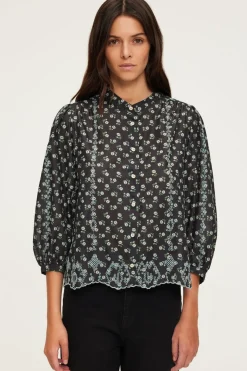 Chemise imprimée brodée en coton - BABI | Pablo Fashion
