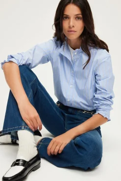 Chemise rayée à col montant - BAIDY | Pablo Cheap