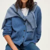 Gilet bleu chiné à col V - JOZIE | Pablo New