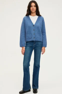 Gilet bleu chiné à col V - JOZIE | Pablo New