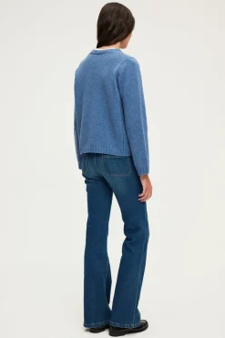 Gilet bleu chiné à col V - JOZIE | Pablo New