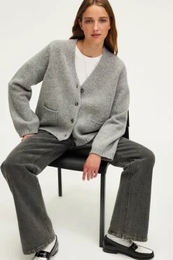 Gilet gris chiné à col V - JOZIE | Pablo Online
