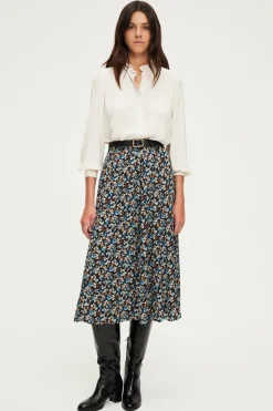 Jupe midi en satin à fleurs - CERES | Pablo Discount