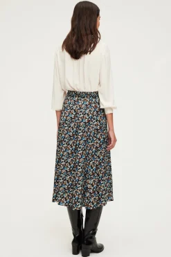 Jupe midi en satin à fleurs - CERES | Pablo Discount