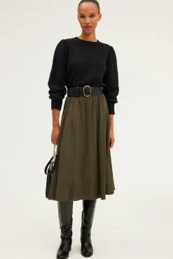 Jupe midi en velours fluide - CEPHISE | Pablo Sale
