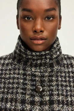 Manteau col montant à carreaux - LYSANDRE | Pablo Cheap