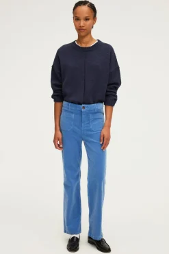 Pantalon droit en velours ciel - NANETTE | Pablo Shop