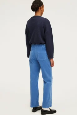 Pantalon droit en velours ciel - NANETTE | Pablo Shop