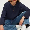 Pull col rond en laine mélangée marine - JOSSIA | Pablo New