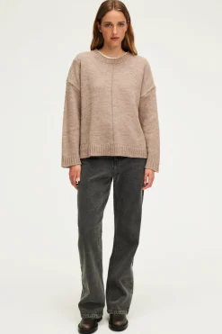 Pull col rond en laine mélangée beige - JOSSIA | Pablo Best