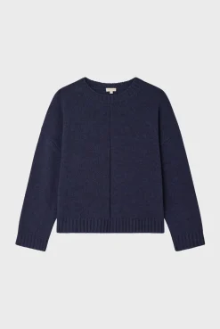 Pull col rond en laine mélangée marine - JOSSIA | Pablo New