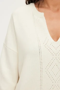 Pull écru ajouré en laine - JULICIA | Pablo Discount