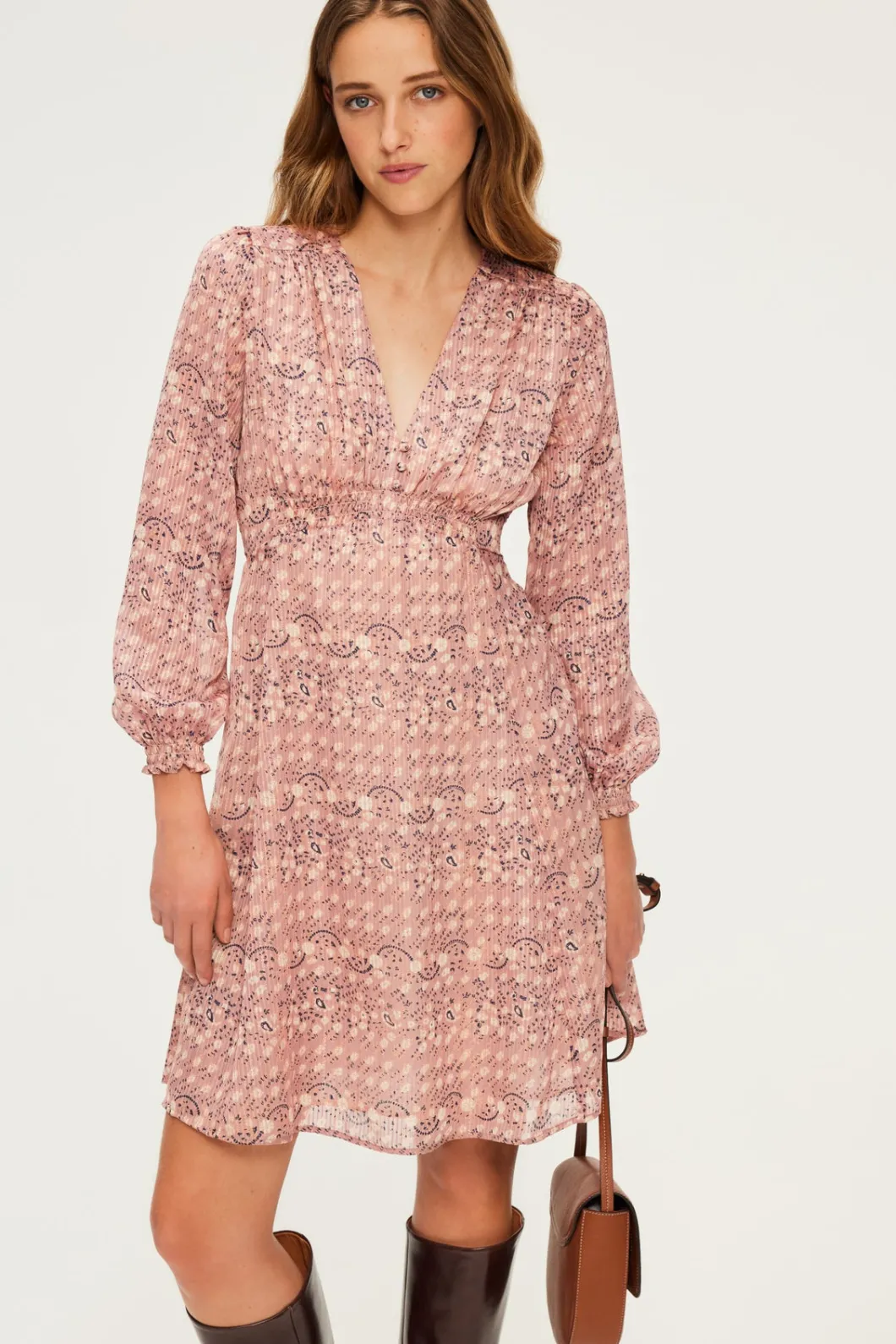 Robe courte à fleurs et lurex - SOLINE | Pablo Sale