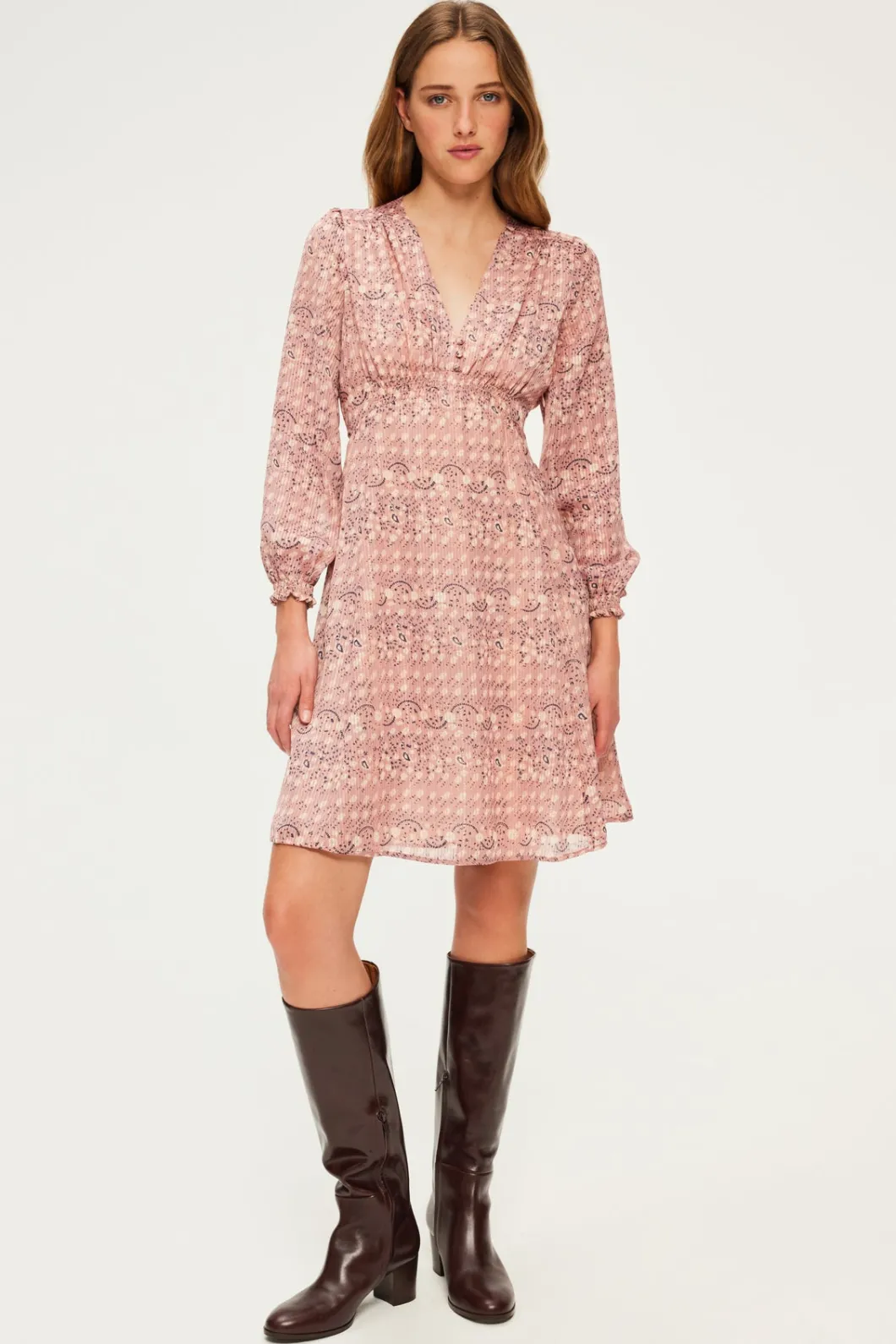 Robe courte à fleurs et lurex - SOLINE | Pablo Sale