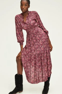 Robe longue cintrée à fleurs -SALIANE | Pablo Fashion