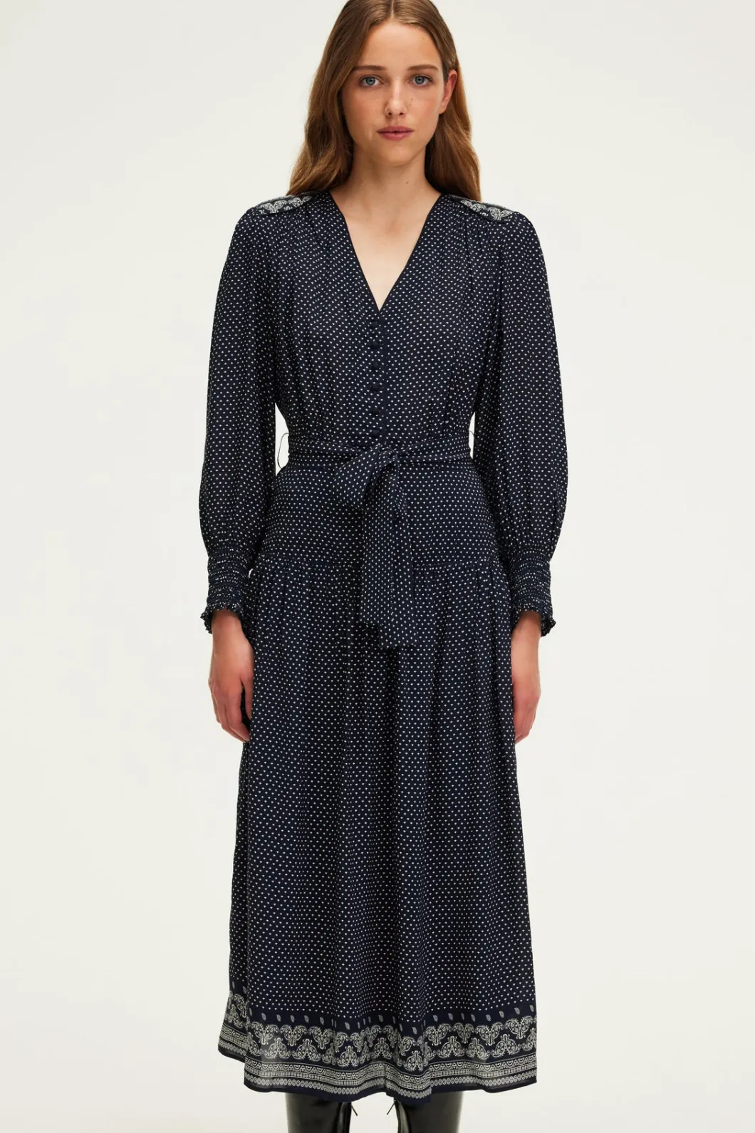 Robe longue cintrée imprimée - SYLVIA | Pablo Cheap