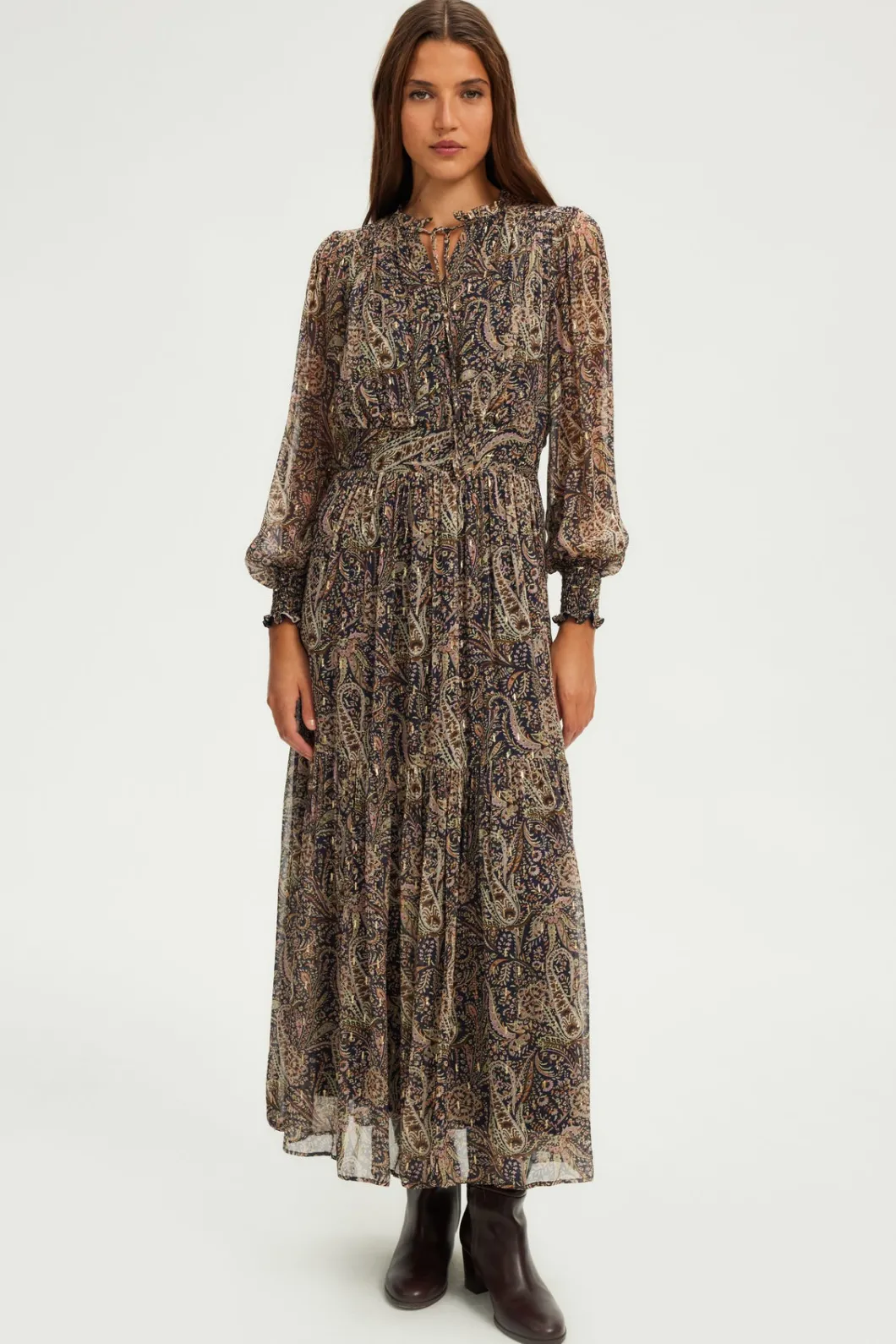 Robe longue imprimée à lurex - SYBILLE | Pablo New