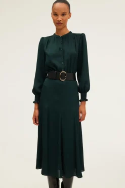 Robe midi satinée unie - SAFA | Pablo Hot