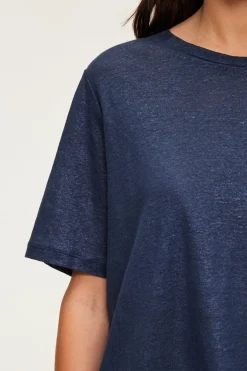 T-shirt manches courtes en lin brillant - AMINA | Pablo Sale