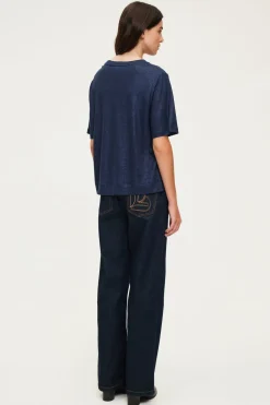 T-shirt manches courtes en lin brillant - AMINA | Pablo Sale