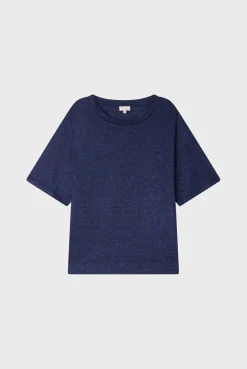 T-shirt manches courtes en lin brillant - AMINA | Pablo Sale