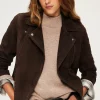 Veste biker en cuir velours - BIBIANE | Pablo Clearance