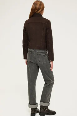 Veste biker en cuir velours - BIBIANE | Pablo Clearance