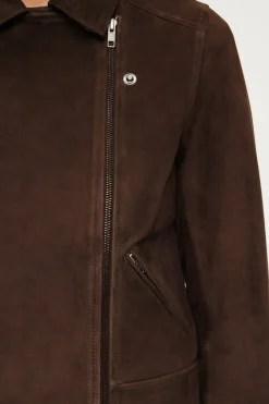 Veste biker en cuir velours - BIBIANE | Pablo Clearance