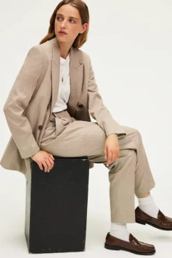Veste croisée en flanelle unie - MARJORIE | Pablo Cheap