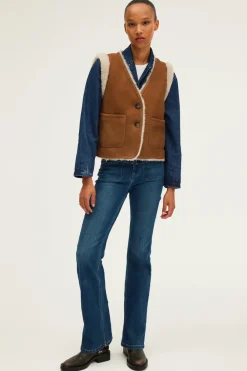 Veste sans manche en peau lainée - LOLY | Pablo Fashion